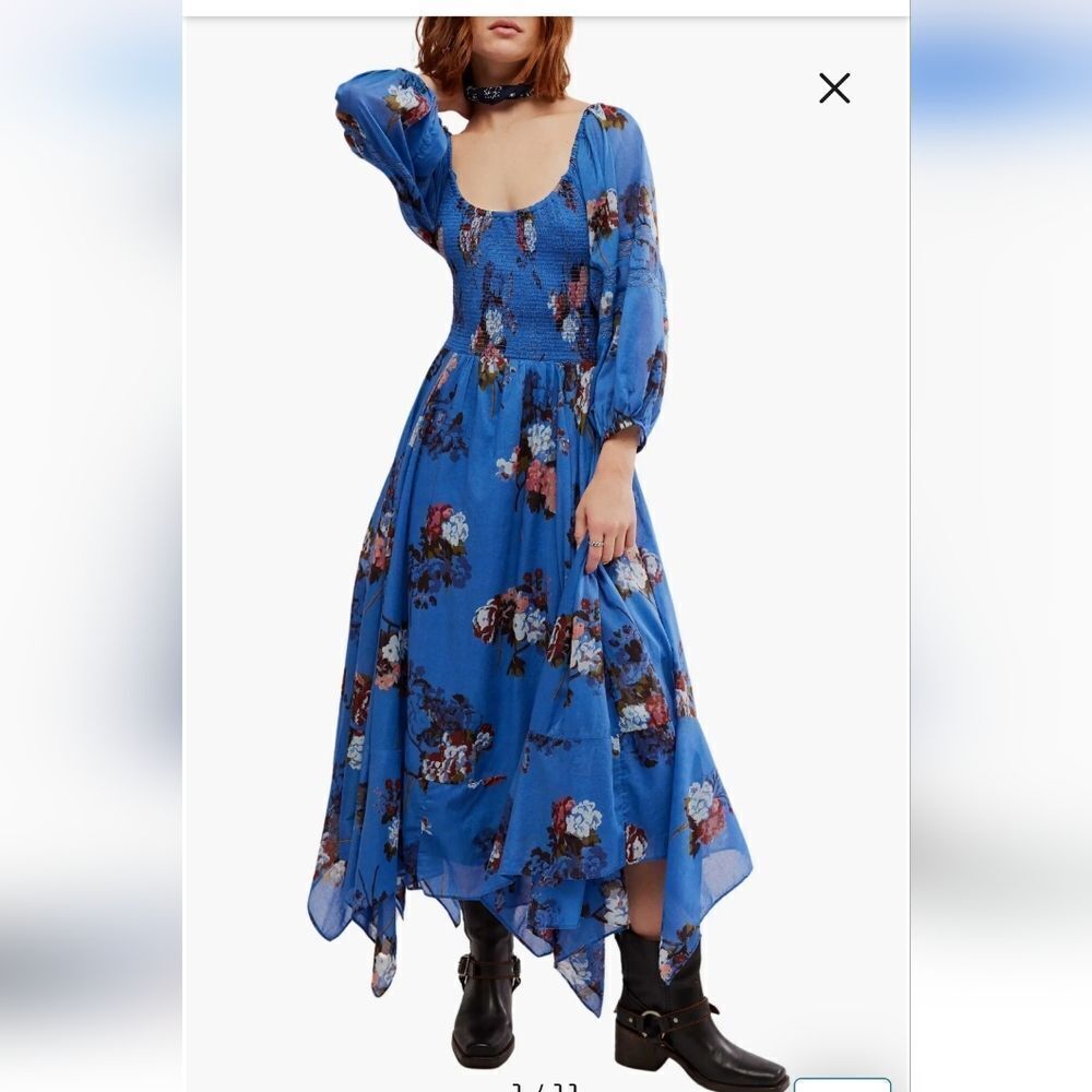Free People L Morning Glory Boho floral dress